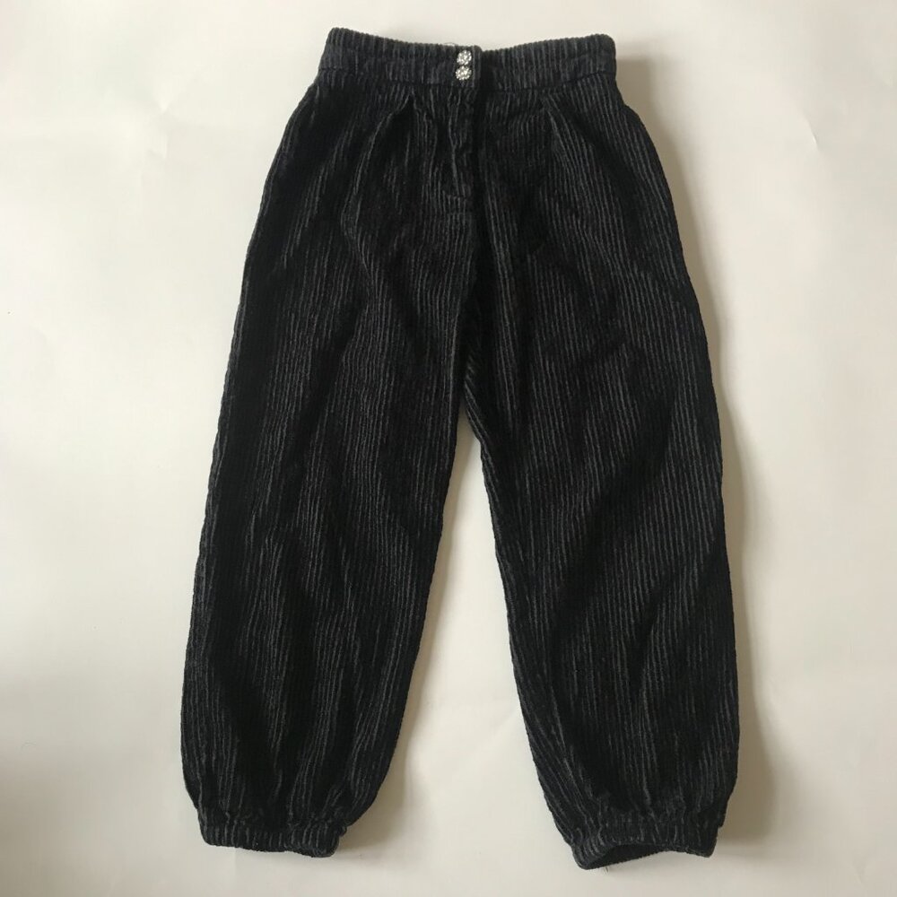 Zara Girls Dark Gray Black Slouchy Corduroy Trousers Pants